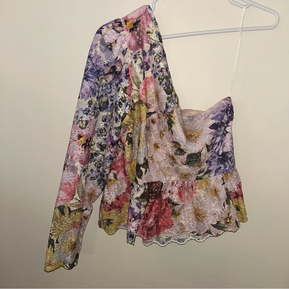 NWT Express Eyelet Floral One Shoulder Top - Picture 5 of 5